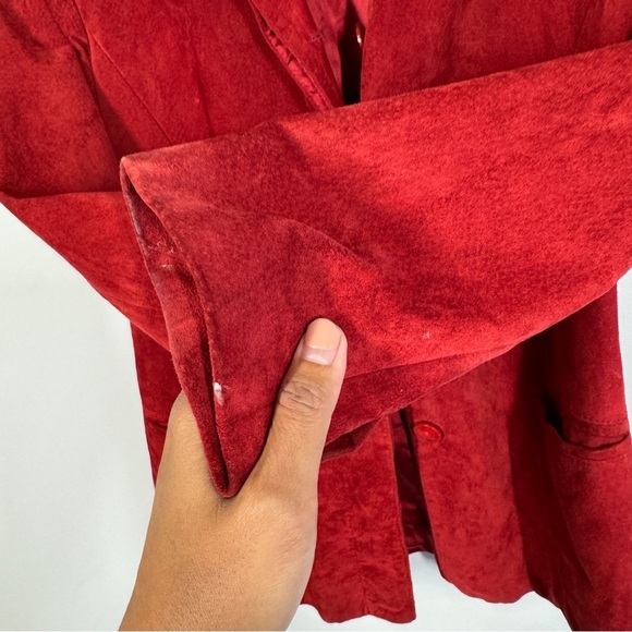 Vintage Danier Red Suede Leather Fall Academia Blazer Jacket Made in Canada XS - Picture 11 of 15
